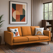 Mikasa 3 Seater Sofa Set for Living Room (Orange Colour Fabric) Premium Fabric Sofa