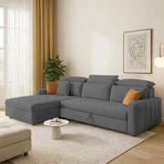 Gagnon LHS 6 Seater L Shape Corner Sofa Cum Bed for Living Room (Yellow Fabric) Premium Fabric Sofa