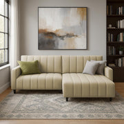 Netlie 4 Seater RHS L Shape Sofa Set for Living Room (Cream Fabric) Premium Fabric Sofa Set for Living Room