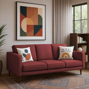 Mikasa 3 Seater Sofa Set for Living Room (Maroon Colour Fabric) Premium Fabric Sofa