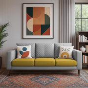 Mikasa 3 Seater Sofa Set for Living Room (Yellow Grey Colour Fabric) Premium Fabric Sofa