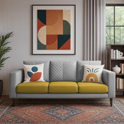 Casaliving Mikasa 3 Seater Sofa Set for Living Room (Black Colour Fabric) Premium Fabric Sofa