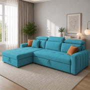 Casaliving Gagnon LHS 4 Seater L Shape Corner Sofa Cum Bed for Living Room with Storage (Black Fabric) Premium Fabric Sofa Cum Bed
