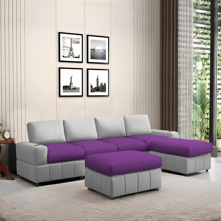 Rone 6 Seater L-Shaped & U-Shaped Sofas Set for Living Room – (Purple Grey Colour Fabric) Premium Comfort Sofa