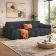 Dreamor 3 Seater Sofa Velvet Fabric (Black) with Three Cushions Perfect for |Home Living |Office Room and Guest Room Premium Sofa