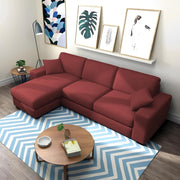 Martin 4 Seater LHS L Shape Sofa Set for Living Room (Maroon Colour Fabric)