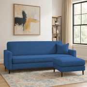 Valkyrie 4 Seater L Shape Convertible Sofa Set for Living Room, 3 Seater & Ottoman Modular Sectional Couch for Small Space (Blue Colour) Fabric