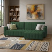 Netlie 4 Seater RHS L Shape Sofa Set for Living Room (Green Fabric) Premium Fabric Sofa Set for Living Room