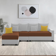 Inclair LHS 6 Seater L Shape Sofa Set for Living Room (Brown Grey Fabric) Premium Fabric Sofa