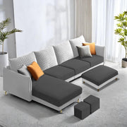 Casaliving Stanly LHS 6 Seater L Shape Sofa Set for Living Room (Black Fabric)