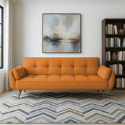 Francois 3 Seater Convertible Sofa Cum Bed for Living Room (Orange Fabric) Premium Fabric Sofa