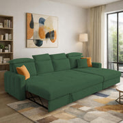 Gagnon LHS 6 Seater L Shape Corner Sofa Cum Bed for Living Room (Yellow Fabric) Premium Fabric Sofa