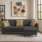 Casaliving Premium Lifestyle Fabric 4 Seater L Shape Sofa Set 3 Seater Modern Sofa Set & Ottoman for Living Room (Black Color)