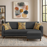 Casaliving Premium Lifestyle Fabric 4 Seater L Shape Sofa Set 3 Seater Modern Sofa Set & Ottoman for Living Room (Black Color)