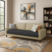 Kaven 3 Seater Sofa Set for Living Room (Cream Black Colour Fabric) Premium Fabric Sofa