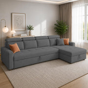 Casaliving Gagnon LHS 4 Seater L Shape Corner Sofa Cum Bed for Living Room with Storage (Black Fabric) Premium Fabric Sofa Cum Bed