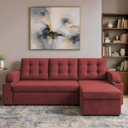Grance LHS 4 Seater Corner Sofa Cum Bed for Living Room (Black Fabric) Premium Fabric Sofa