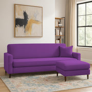 Valkyrie 4 Seater L Shape Convertible Sofa Set for Living Room, 3 Seater & Ottoman Modular Sectional Couch for Small Space (Purple Colour) Fabric