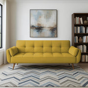 Francois 3 Seater Convertible Sofa Cum Bed for Living Room (Yellow Fabric) Premium Fabric Sofa