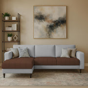 Oslo 4 Seater LHS L Shape Sofa Set for Living Room (Brown Grey Fabric) Premium Fabric Sofa Set for Living Room