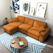 Martin 4 Seater LHS L Shape Sofa Set for Living Room (Orange Colour Fabric)