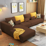 Casaliving Minta LHS 6 Seater L Shape Sofa Set for Living Room (Brown Fabric)