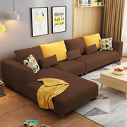 Casaliving Minta LHS 6 Seater L Shape Sofa Set for Living Room (Brown Fabric)
