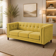 Casaliving Fento 3 Seater Sofa Set for Living Room, 3 Seater (Black) Colour Premium Velvet Fabric Sofa
