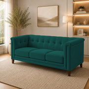 Casaliving Fento 3 Seater Sofa Set for Living Room, 3 Seater (Black) Colour Premium Velvet Fabric Sofa