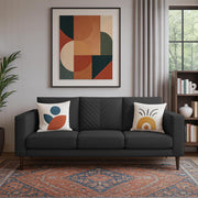 Mikasa 3 Seater Sofa Set for Living Room (Black Colour Fabric) Premium Fabric Sofa