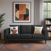 Casaliving Mikasa 3 Seater Sofa Set for Living Room (Black Colour Fabric) Premium Fabric Sofa