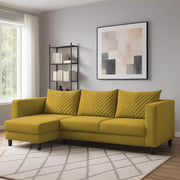 Mikasa 4 Seater LHS L Shape Sofa Set for Living Room (Yellow Fabric) Premium Fabric Sofa Set for Living Room
