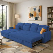 Gagnon LHS 6 Seater L Shape Corner Sofa Cum Bed for Living Room (Yellow Fabric) Premium Fabric Sofa