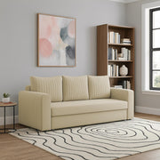 Clifton 3 Seater Sofa Cum Bed for Living Room (Cream Fabric) Premium Fabric Sofa