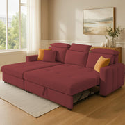 Gagnon LHS 6 Seater L Shape Corner Sofa Cum Bed for Living Room (Yellow Fabric) Premium Fabric Sofa