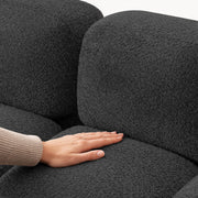 Aveline Modern Premium Boucle Fabric Sofa, Upholstered 3 Seater Sofa Set for Living Room, (Black Colour) Premium Boucle Fabric Sofa