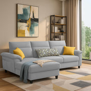 Casaliving Seams LHS 4 Seater L Shape Sofa for Living Room (Black Fabric) Premium Fabric Sofa