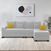 Inclair RHS 6 Seater L Shape Sofa Set for Living Room (Grey Fabric) Premium Fabric Sofa