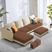 Casaliving Stanly LHS 6 Seater L Shape Sofa Set for Living Room (Black Fabric)