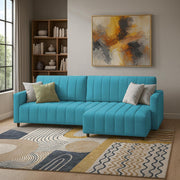 Netlie 4 Seater RHS L Shape Sofa Set for Living Room (Turquise Fabric) Premium Fabric Sofa Set for Living Room