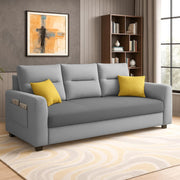 Evona 3 Seater Sofa Set for Living Room (Grey Dark Grey Colour Fabric) Premium Fabric Sofa