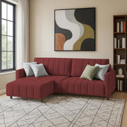 Netlie 4 Seater LHS L Shape Sofa Set for Living Room (Maroon Fabric) Premium Fabric Sofa Set for Living Room