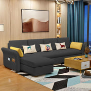 Ventos LHS 6 Seater L Shape Sofa Set for Living Room (Black) Premium Velvet Fabric