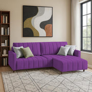 Netlie 4 Seater RHS L Shape Sofa Set for Living Room (Purple Fabric) Premium Fabric Sofa Set for Living Room
