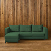 Mikasa 4 Seater LHS L Shape Sofa Set for Living Room (Green Fabric) Premium Fabric Sofa Set for Living Room