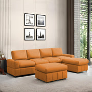 Rone 6 Seater L-Shaped & U-Shaped Sofas Set for Living Room – (Orange Colour Fabric) Premium Comfort Sofa