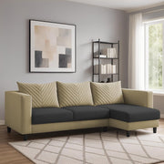 Mikasa 4 Seater RHS L Shape Sofa Set for Living Room (Cream Black Fabric) Premium Fabric Sofa Set for Living Room