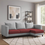 Mikasa 4 Seater RHS L Shape Sofa Set for Living Room (Maroon Grey Fabric) Premium Fabric Sofa Set for Living Room