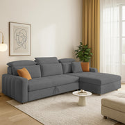 Gagnon LHS 6 Seater L Shape Corner Sofa Cum Bed for Living Room (Yellow Fabric) Premium Fabric Sofa