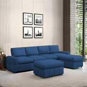 Rone 6 Seater L-Shaped & U-Shaped Sofas Set for Living Room – (Blue Colour Fabric) Premium Comfort Sofa
